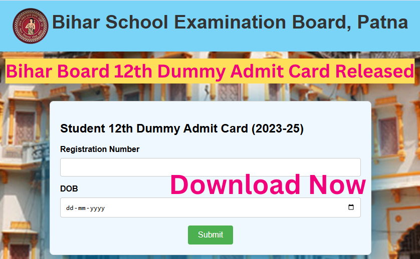 Bihar Board 12th Dummy Admit Card 2025 Download