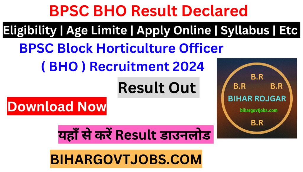 Bihar BPSC Block Horticulture Officer BHO Result 2024