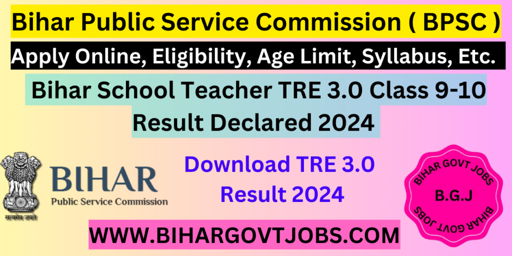 BPSC TRE 3.0 Class 9-10 Result 2024 Download