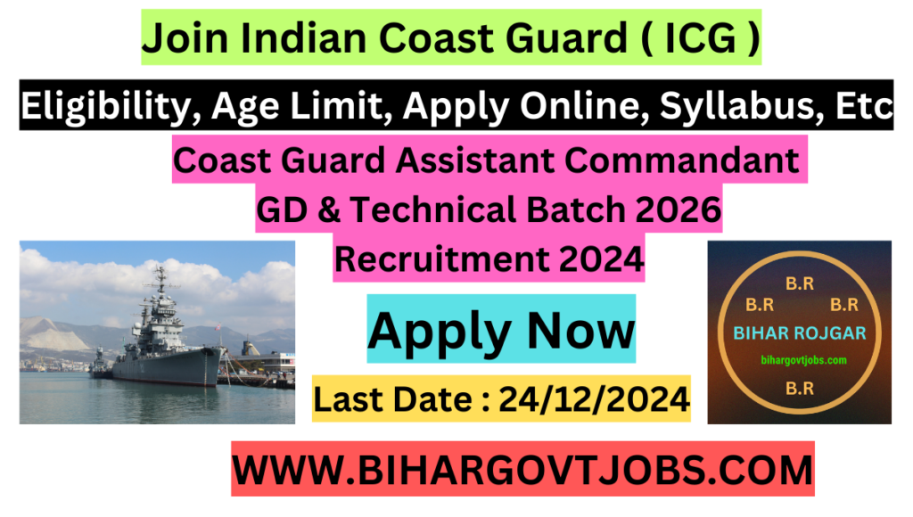 Indian Navy Coast Guard Assistant Commandant Recruitment 2024