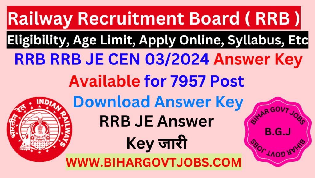 Railway RRB Junior Engineer JE Answer Key 2024