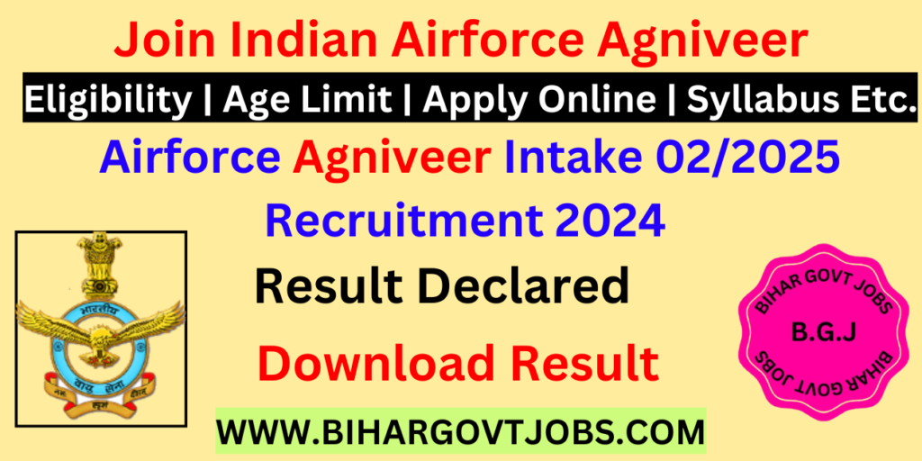 Airforce Agniveer Intake 02/2025 Result Out