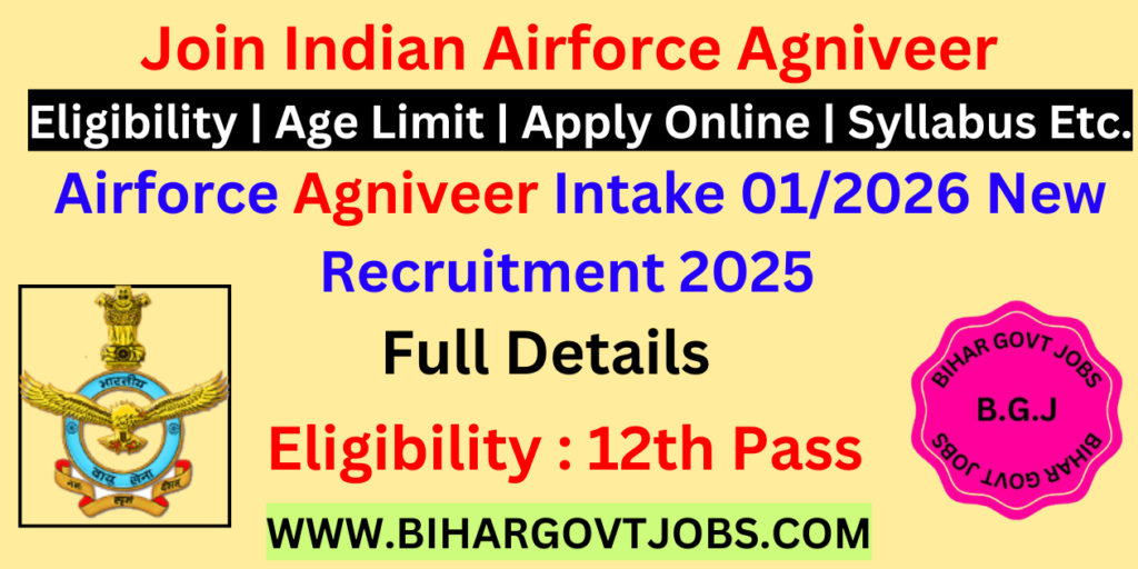 Indian Airforce Agniveer Vayu Intake Recruitment 2025