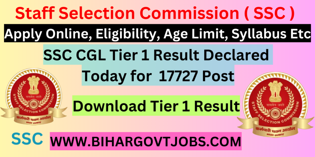 SSC CGL Tire 1 Exam Result 2024 