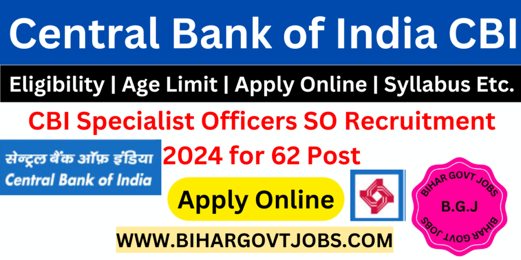 Central Bank of India SO Recruitment 2025