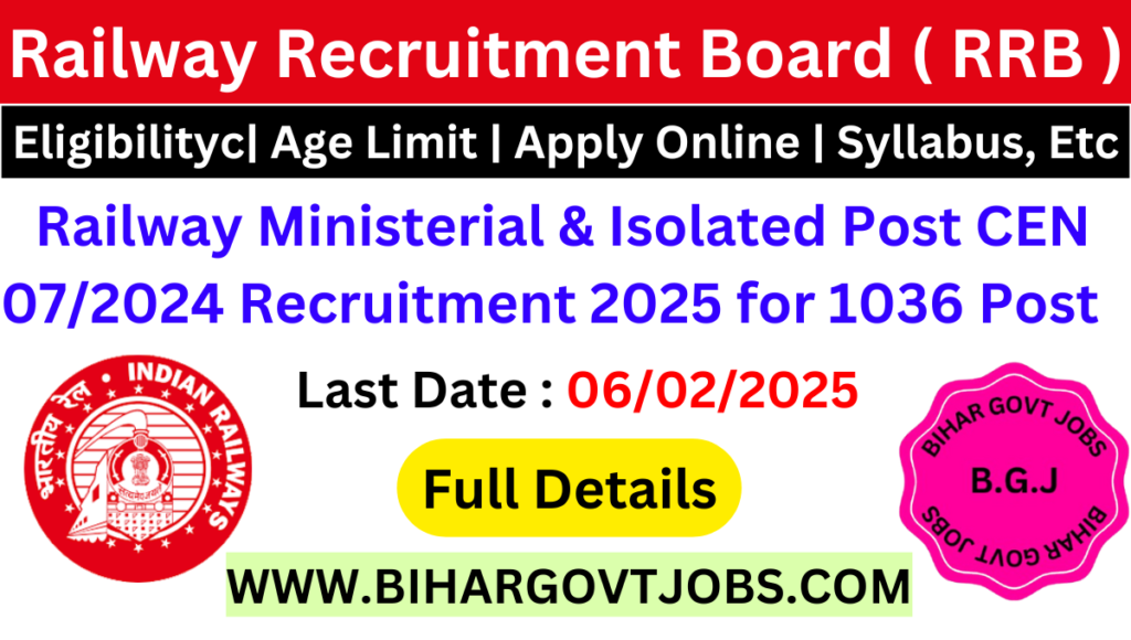 Railway RRB & Isolated New Recruitment 2025