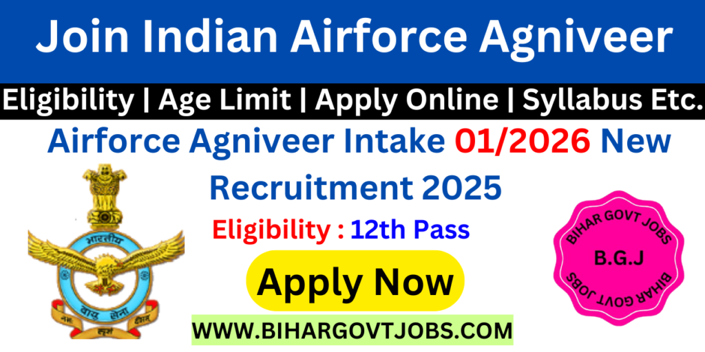 Airforce Agniveer Intake 01/2026 Online Form 2025