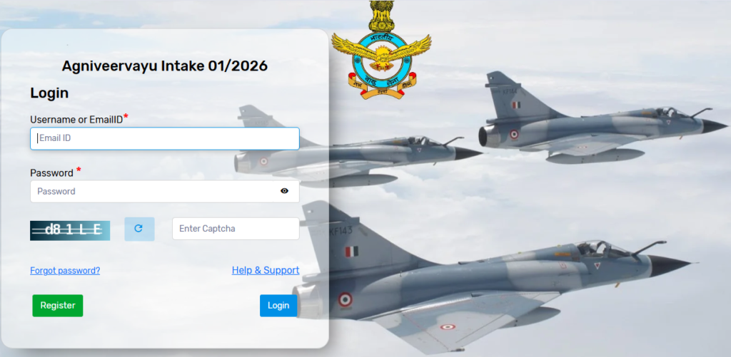 Airforce Agniveer Intake 01/2026 Online Form 2025