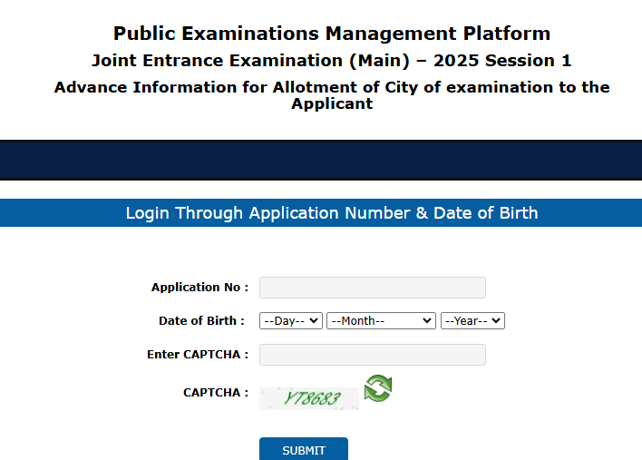 NTA JEEMAIN Session I Exam City Details 2025