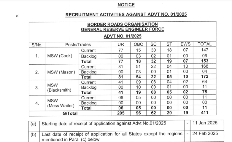 BRO MSW New Recruitment 2025