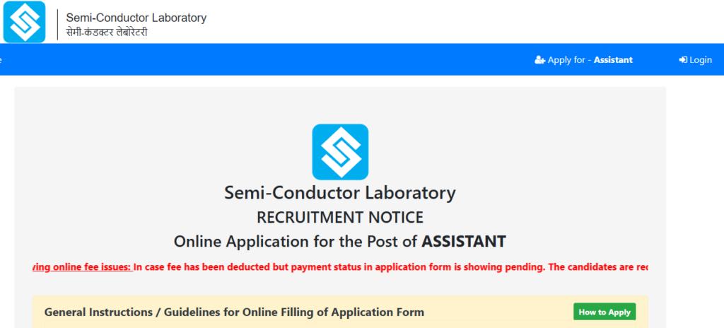 Semi Conductor Laboratory Assistant SCL Recruitment 2025