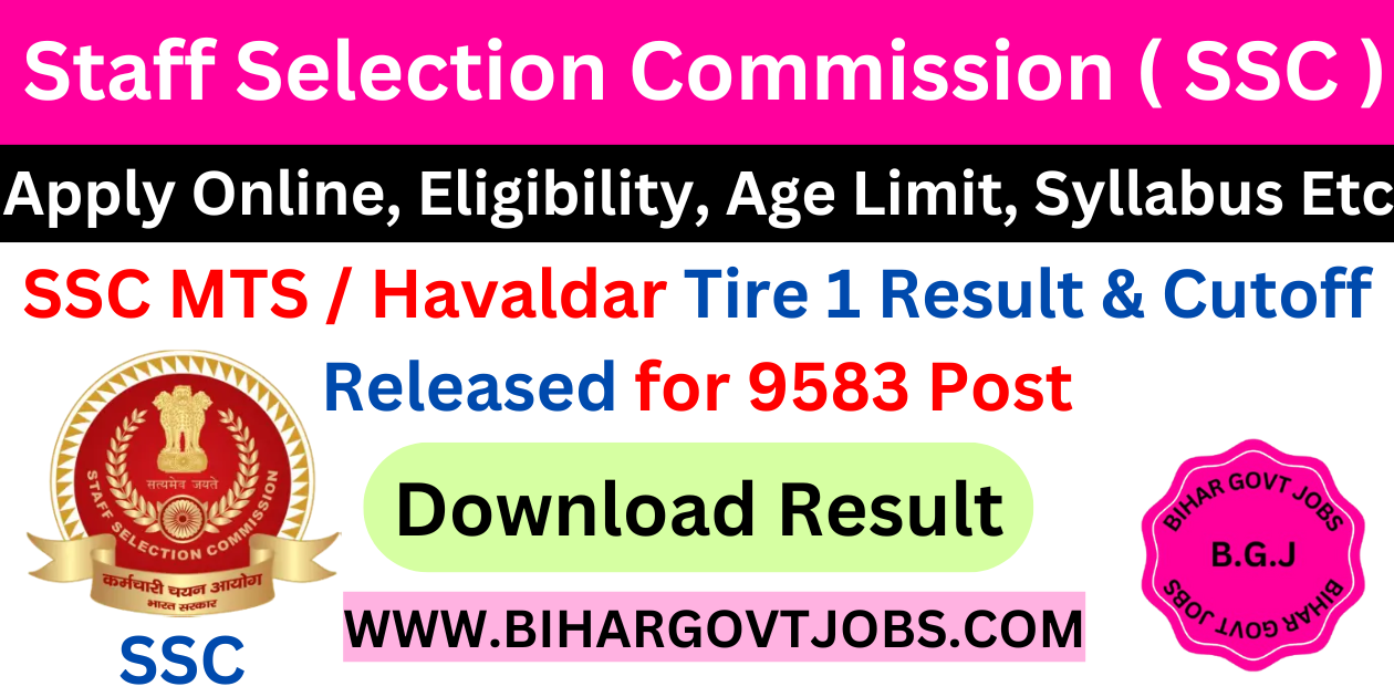 SSC MTS Havaldar Tire 1 Result 2525 Download