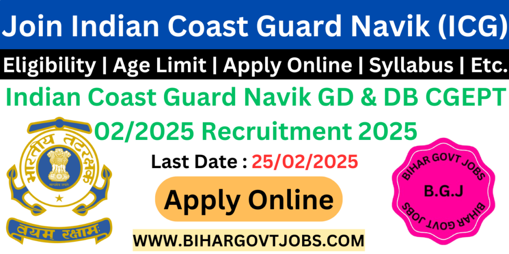 Coast Guard Navik GD and DB Recruitment 2025