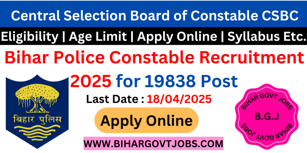 Bihar Police Constable New Recruitment 2025 