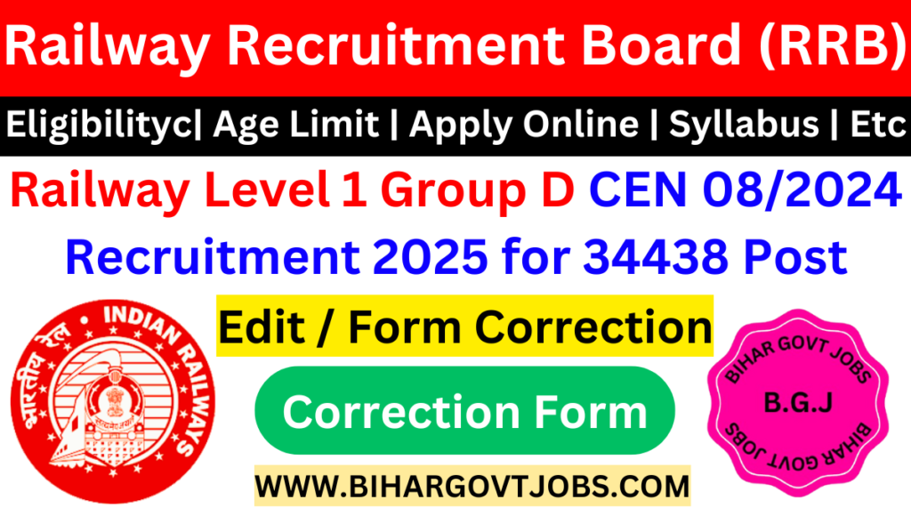 Railway RRB Group D Correction Form 2025